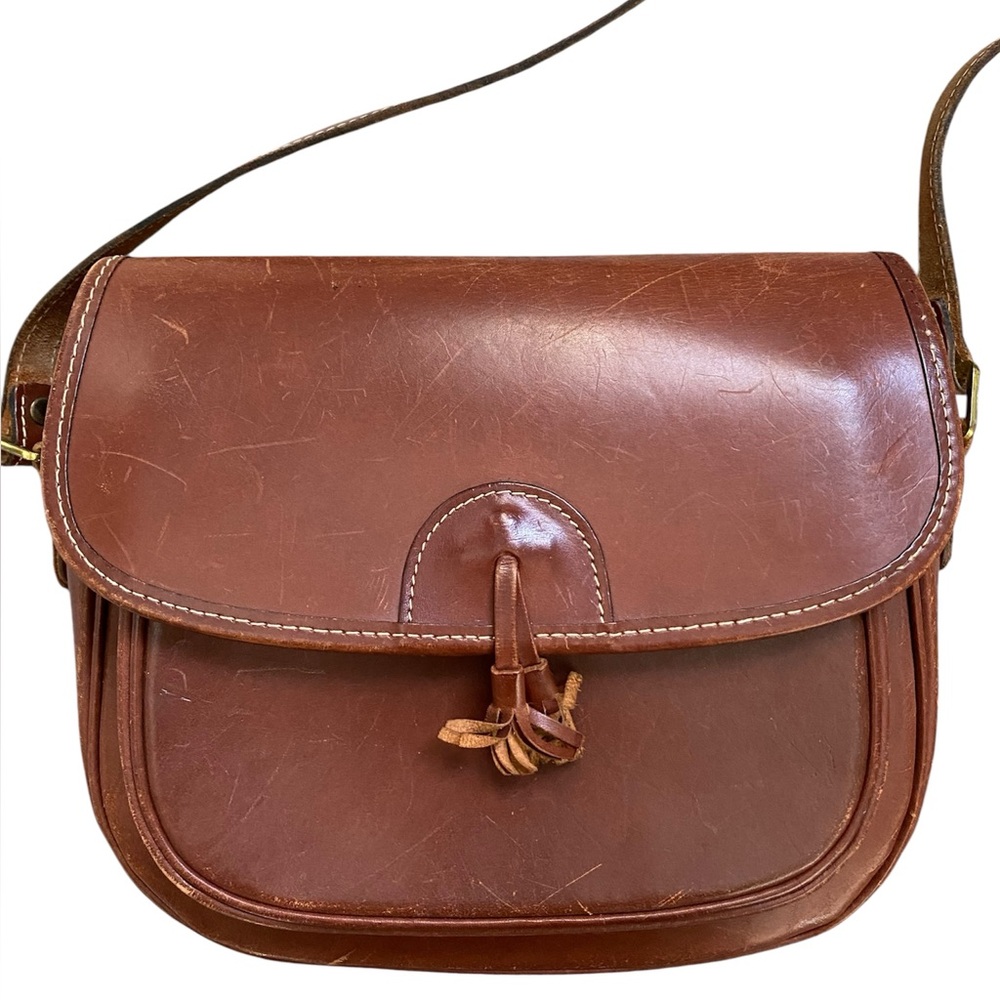 Vintage Saddle Bag Brown Genuine Leather Crossbody Front Tassel English Style